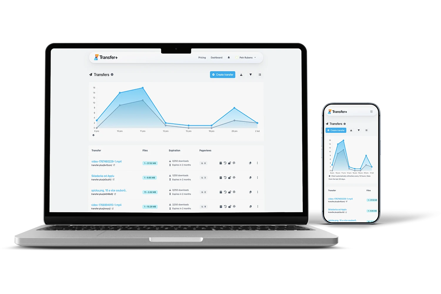 Transfer+ user interface preview